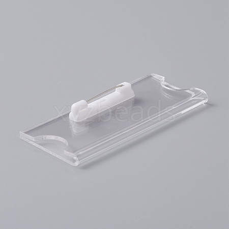 Transparent Acrylic Rectangle ID Card Sleeves Brooch Finding FIND-WH0108-54-1