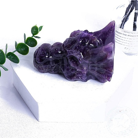 Natural Amethyst Carved Dragon Head Figurines PW-WGCF919-06-1