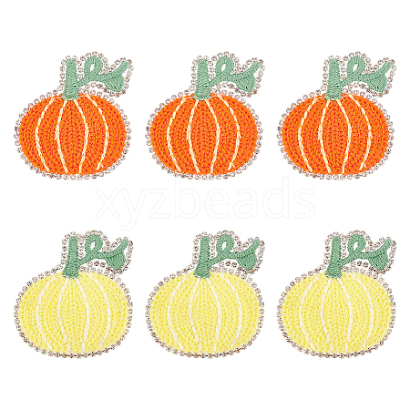 6Pcs 2 Colors Halloween Theme Pumpkin Shape Polyester Clothing Patches PATC-FG0001-25-1