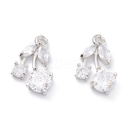 Rack Plating Brass Cubic Zirconia Charms ZIRC-C026-13P-1