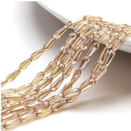 Electroplate Transparent Glass Beads Strands EGLA-L015-FR-A07-1