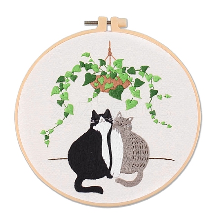 Cat Pattern DIY Embroidery Starter Kits PW-WG66525-06-1