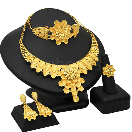 Alloy Pendant Necklaces & Stud Dangle Earrings & Rings & Link Bracelets Sets WG80561-02-1