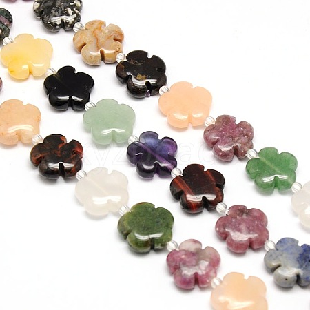 Mixed Natural Gemstone Flower Beads Strands G-L241A-07-1