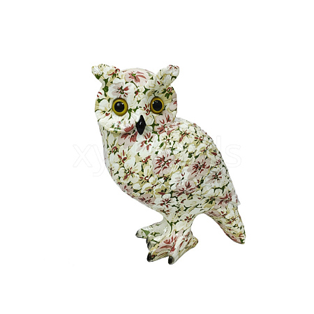 Resin Sakura Owl Figurine Statue for Home Office Desktop Ornament PW-WGE0F0E-05-1