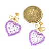 Heart Handmade Glass Seed Beads Dangle Stud Earrings EJEW-MZ00369-03-3