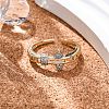 Brass Micro Pave Clear Cubic Zirconia Cuff Finger Rings for Women RJEW-C116-02G-3