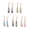 Irregular Nugget & Star Dyed Natural Quartz Crystal Dangle Earrings EJEW-JE05704-02-1