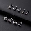 316L Surgical Stainless Steel Clear Cubic Zirconia L-Shaped Nose Rings WG135CD-10-1