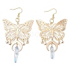 Natural Quartz Crystal & Iron & Brass Dangle Earrings EJEW-TA00588-1