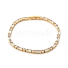 Brass Pave Clear Cubic Zirconia Rectangle & Flat Round Link Bracelets BJEW-YWC0002-02G-4