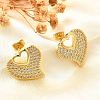 Rack Plating Brass Micro Pave Clear Cubic Zirconia Stud Earrings for Women EJEW-C125-06A-G-2