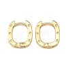 Brass Oval with Polka Dot Hoop Earrings for Woman EJEW-F314-02A-G-1