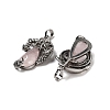 Natural Rose Quartz Brass Pendants G-PW0004-66D-2