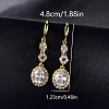Brass Micro Pave Cubic Zirconia Oval Dangle Earrings for Women RE8265-2-2