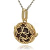 Golden Tone Brass Hollow Round Cage Pendants KK-J231-06G-2