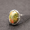 Oval Natural Unakite Adjustable Ring FIND-PW0021-05J-1