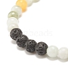 Natural Jadeite & Lava Rock Round Beaded Stretch Bracelet BJEW-JB07572-02-4