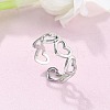 Non-Tarnish 304 Stainless Steel Open Heart Wrap Cuff Ring for Women RJEW-S405-194P-1