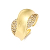 Brass Micro Pave Clear Cubic Zirconia Cuff Rings for Women RJEW-U043-12G-4