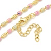 Brass Enamel Column Link Chain Necklaces NJEW-H039-04A-03G-1