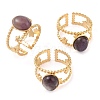 Oval Natural Amethyst Finger Rings RJEW-Z057-11G-04-4