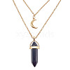 Synthetic Blue Goldstone Cone Pendant Double Layer Necklace UX9990-23-1