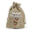 Christmas Printed Burlap Packing Pouches Drawstring Bags ABAG-Q053-02A-05-3