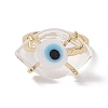 Lampwork Oval with Evil Eye Open Cuff Ring RJEW-I086-13G-04-3