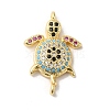 Rack Plating Brass Micro Pave Colorful Cubic Zirconia Connector Charms KK-K377-33G-1