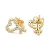 Brass Micro Pave Clear Cubic Zirconia Stud Earrings EJEW-M076-01G-03-2