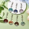 7 Chakra Natural Red Aventurine & Green Aventurine & Amethyst & Tiger Eye & Lapis Lazuli & Red Jasper & Synthetic Turquoise Chips Tree of Life Pendant Decorations HJEW-JM02300-2