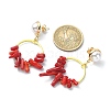 Dyed Synthetic Coral Irregular Column Beaded Dangle Stud Earrings EJEW-TA00293-3
