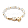 Heart 304 Stainless Steel Beaded Bracelets BJEW-L610-21G-02-4