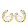 U-Shaped Brass Micro Pave Clear Cubic Zirconia Stud Earring Findings KK-D102-10G-4