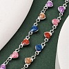 304 Stainless Steel Colorful Enamel Glitter Heart Link Cahin Necklaces for Women NJEW-K255-27P-2