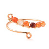 Natural Gemstone Round Beaded Open Cuff Ring RJEW-JR00528-5