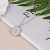 201 Stainless Steel Constellation Coin Pendant Necklace with Alloy Chains ZODI-PW0001-032I-1