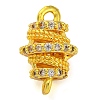 Brass Micro Pave Clear Cubic Zirconia Hollow Oval Connector Charms KK-A230-05C-G-1