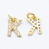 Brass Micro Pave Grade AAA Cubic Zirconia Charms ZIRC-P067-11G-K-NR-1