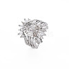 Brass Micro Pave Clear Cubic Zirconia Cuff Rings for Women or Men RJEW-T016-40P-02-3