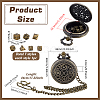 Vintage Alloy Flat Round Hollow Pocket Watch with Brass Curb Chain AJEW-PH0007-68AB-2