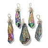 Electroplated Platinum Palted Copper Wire Wrapped Natural Quartz Crystal Pendants G-L133-07H-1