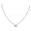 Bowknot Brass Micro Pave Cubic Zirconia Pendant Necklaces NJEW-JN04908-1