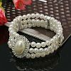 Gift for Valentines Day to Girlfriend Acrylic Pearl Wedding Bracelets X-BJEW-E041-4-1