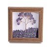 Natural Amethyst Chips Tree of Life with Wooden Photo Frame Decorations DJEW-B013-04B-1