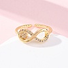 Brass Micro Pave Clear Cubic Zirconia Cuff Rings for Women RJEW-U047-21G-1