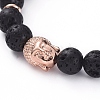 Buddha Natural  Lava Rock Beads Stretch Bracelets BJEW-JB04977-01-2