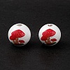 Printed Natural Wood European Beads WOOD-C015-05-4