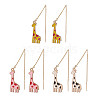 3 Pair 3 Color Alloy Enamel Giraffe Dangle Stud Earrings EJEW-JE05145-1